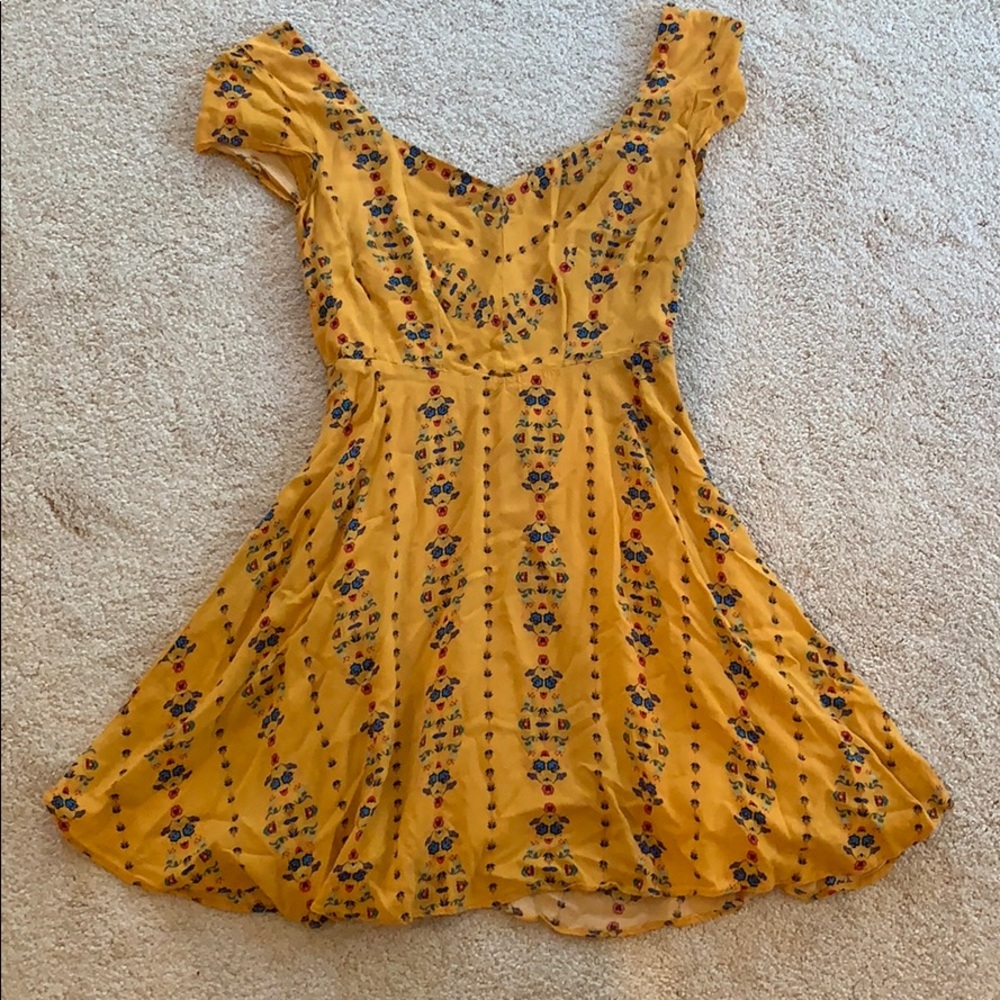Yellow mini floral print dress